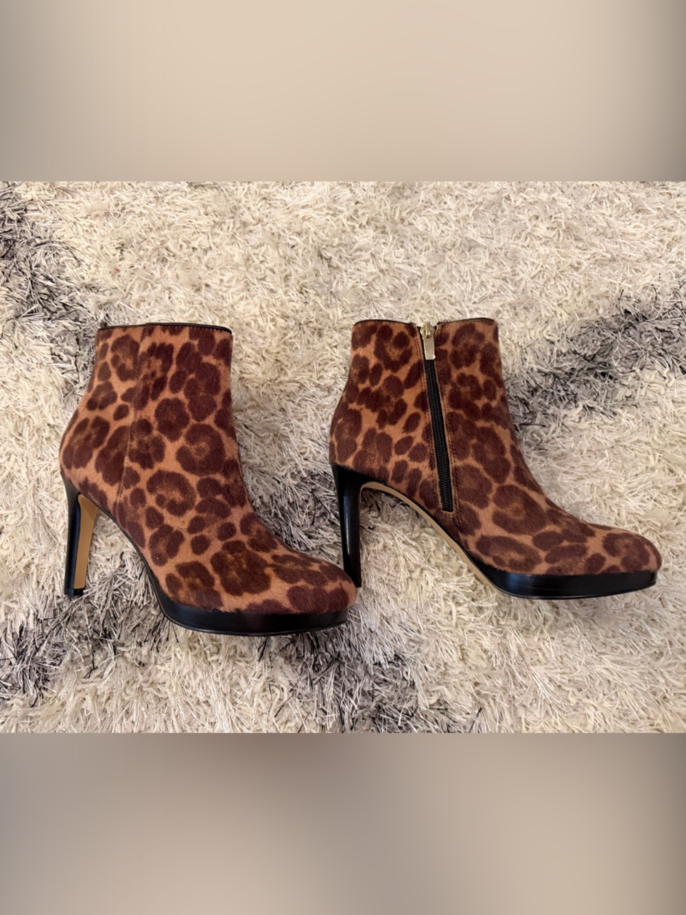 Nine West 5.5 Leopard Print Women’s Ankle Booties - Brown